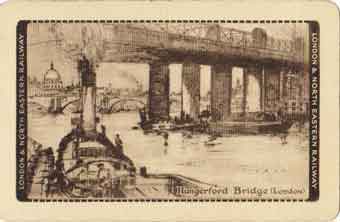'Beautiful Britain' playing card - Hungerford Bridge (London)